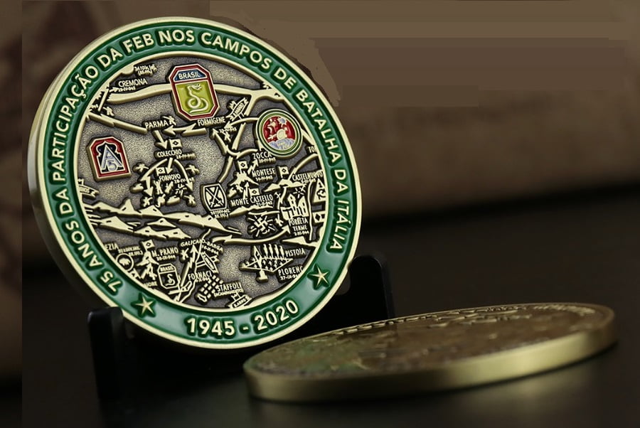 Moeda/Medalha da FEB comemoração aos 75 anos da participação do Brasil nos campos de batalha na Italia