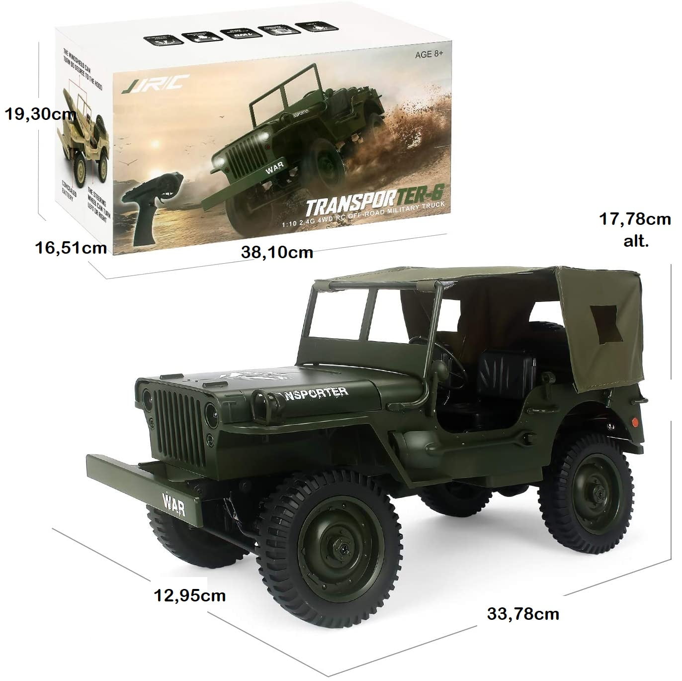Jeep Militar Mb Radio Controle Tamanho 110 4x4 excelente qualidade